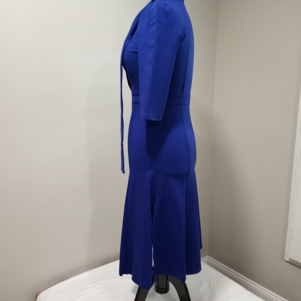 STYLEWE BLUE FIT & FLARE DRESS WITH 3/4 SLEEVE & NECKTIE WOMEN SIZE L - Picture 6 of 15